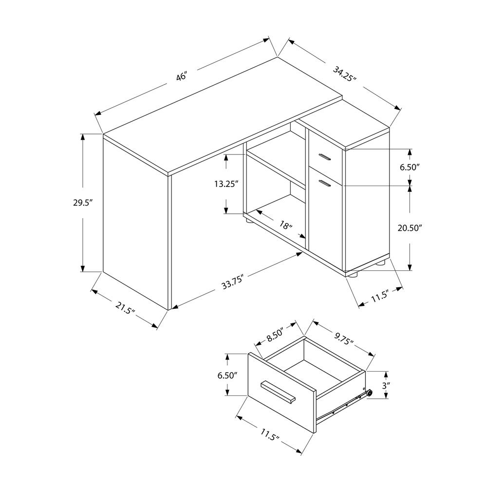 Salida - Computer Desk Home Office Corner Storage Drawers 46"L L Shape