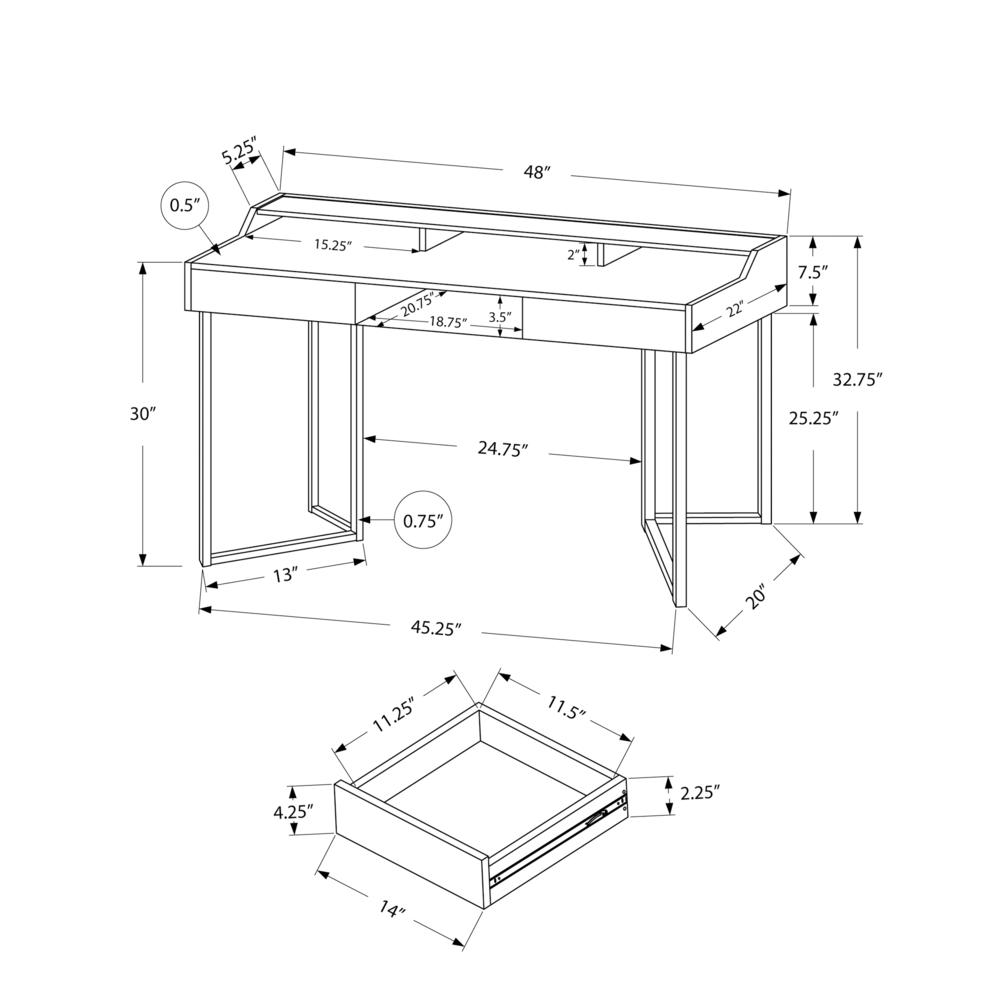 Calida - Computer Desk Home Office Laptop Storage Drawers 48"L Work White