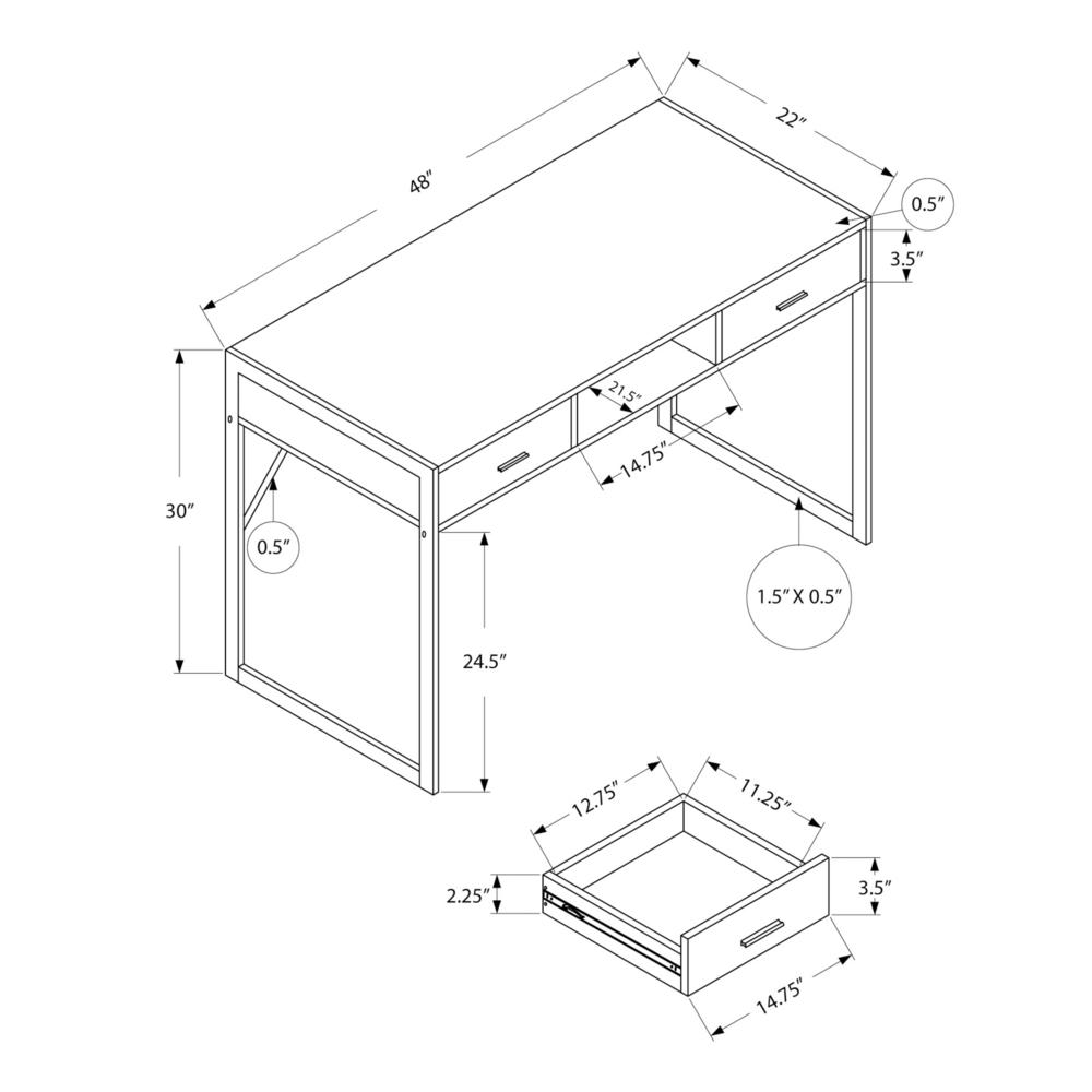 Paras - Computer Desk Home Office Laptop Storage Drawers 48"L Work White