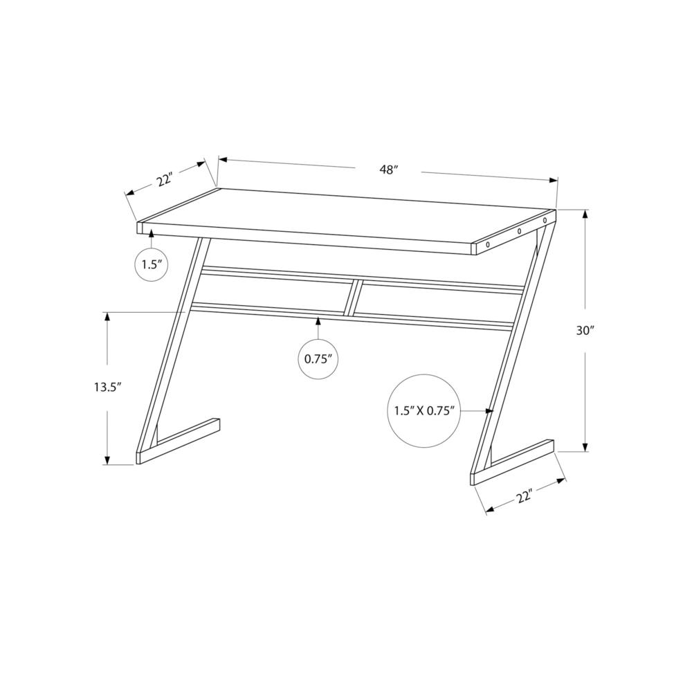 Galvin - Computer Desk Home Office Laptop 48"L Work White Laminate Grey