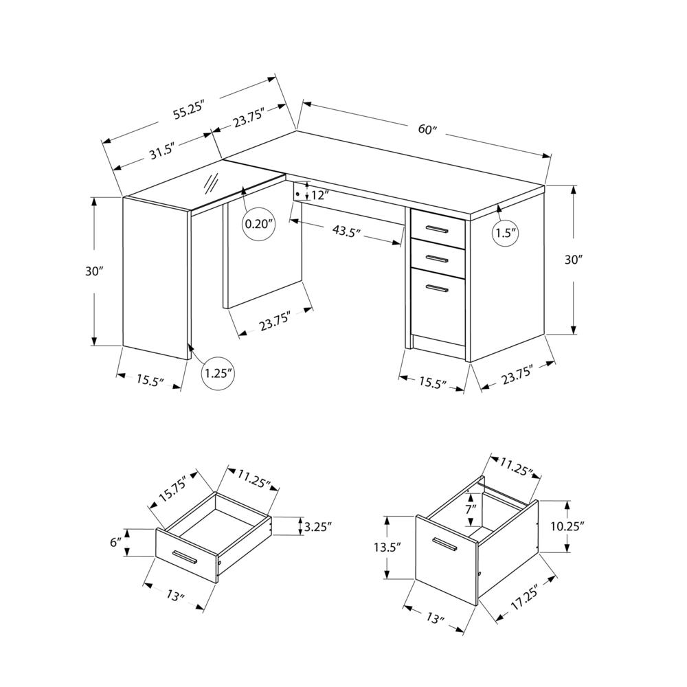 Asami - Computer Desk Home Office Corner Storage Drawers L Shape Work