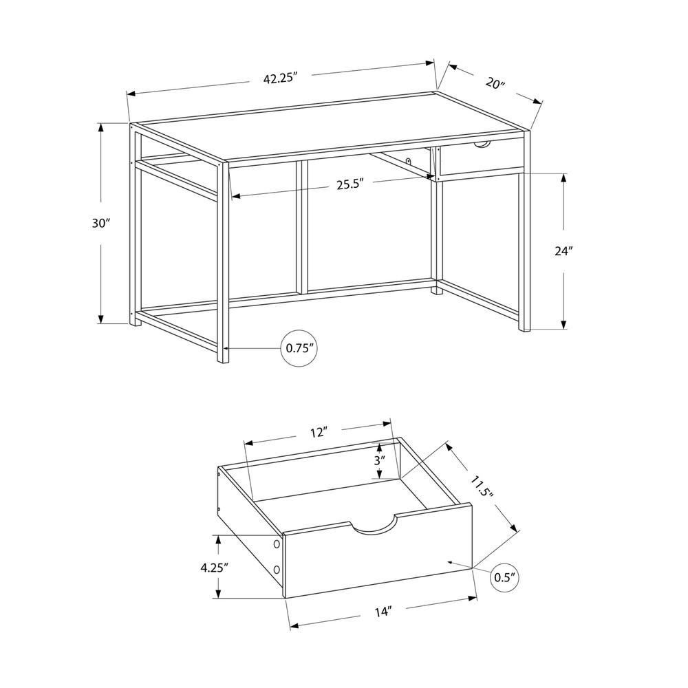 Landry - Computer Desk Home Office Laptop Storage Drawer 42"L Work Brown