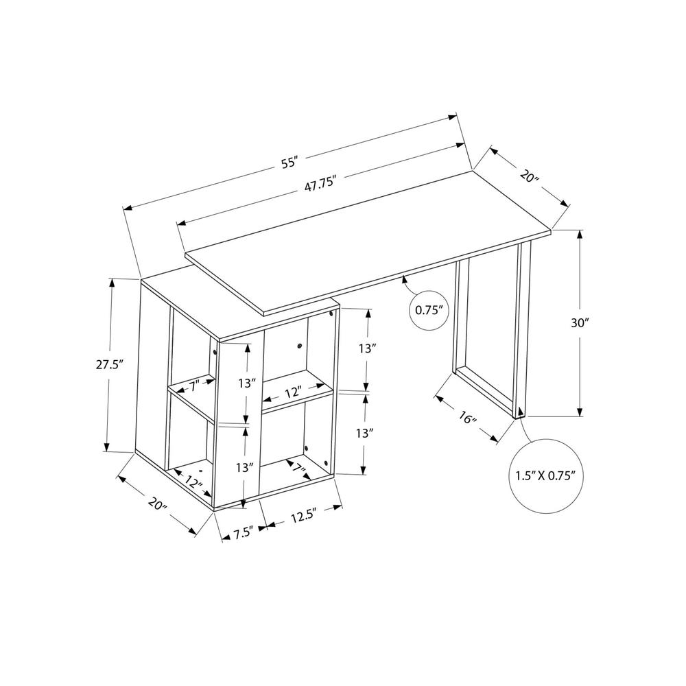 Tallis - Computer Desk Home Office Left Right Set-up Storage Shelves 55"L