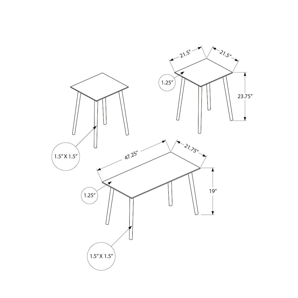 Wina - Table Set 3pcs Set Accent Coffee End Living Room Walnut