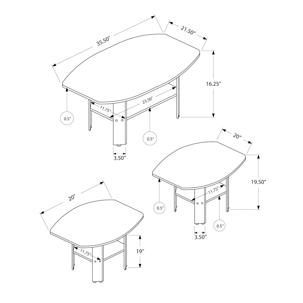 Fabrico - Table Set 3pcs Set Coffee End Side Accent Living Room