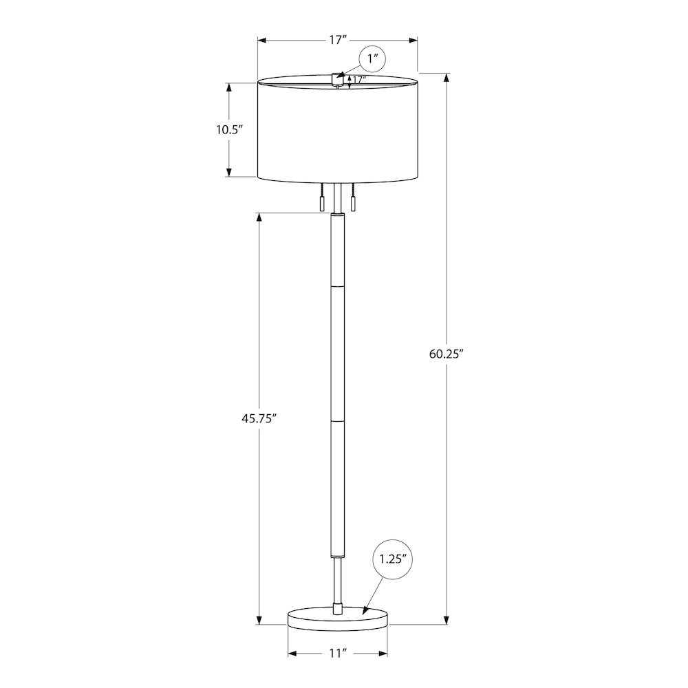 Janella - Lighting 60"H Floor Lamp Nickel Metal Grey Shade Contemporary