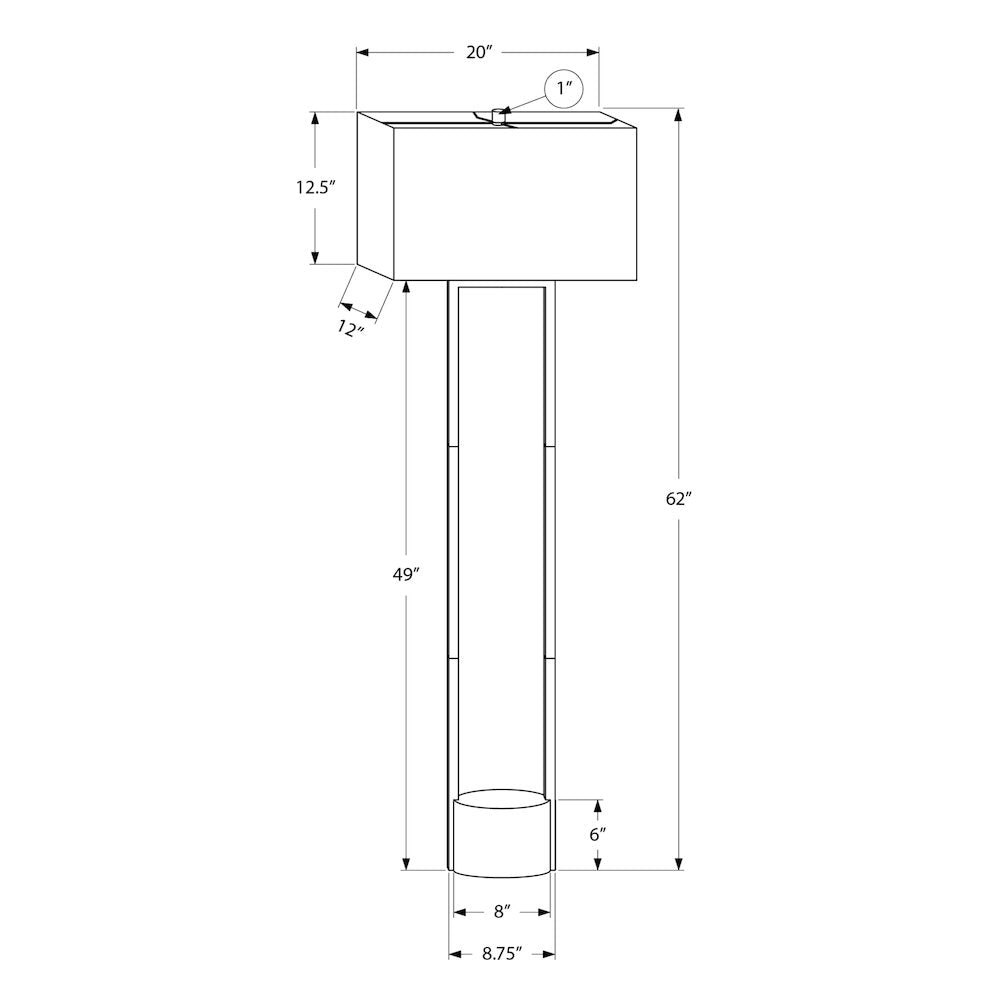 Lisabon - Lighting 62"H Floor Lamp Black Metal Ivory / Cream Shade