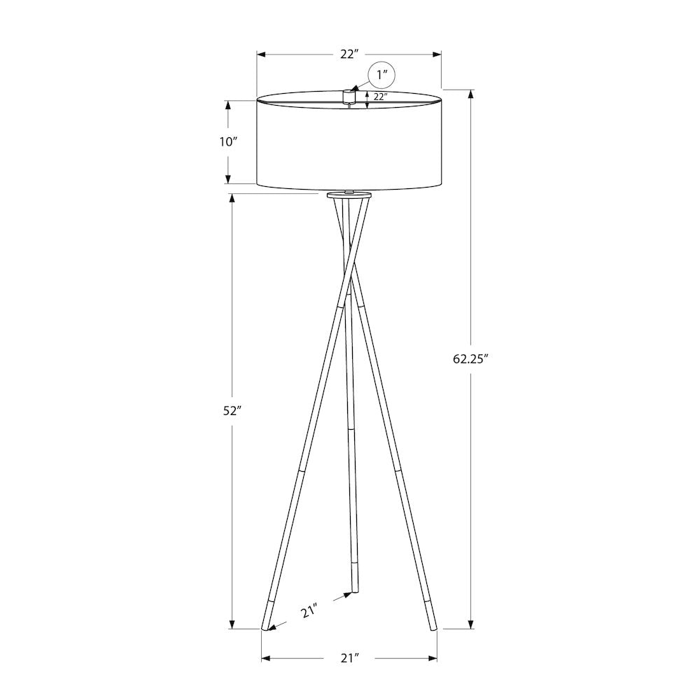 Louetta - Lighting 62"H Floor Lamp Nickel Metal Grey Shade Contemporary