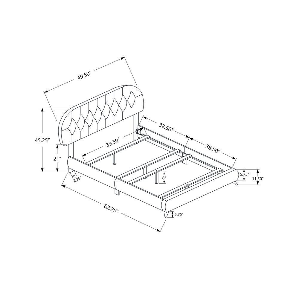 Wren Luna Twin Beige Linen Upholstered Bed – Modern Design with Brown Wood Legs