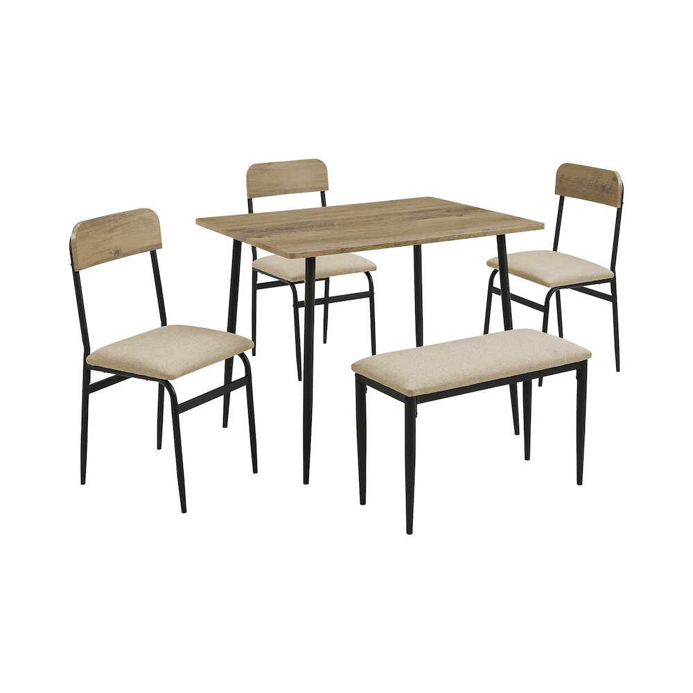Rowley - Dining Set 5pcs Set 40" Rectangular Small Kitchen Black Metal
