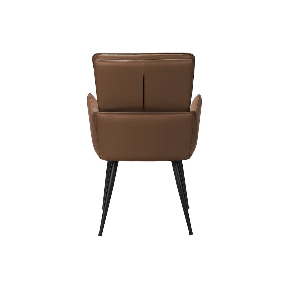 Dining Chair, 36" Height, Set Of 2, Upholstered, Side, Dining Room, Kitchen, Brown Leather Look, Black Metal, Contemporary, Modern