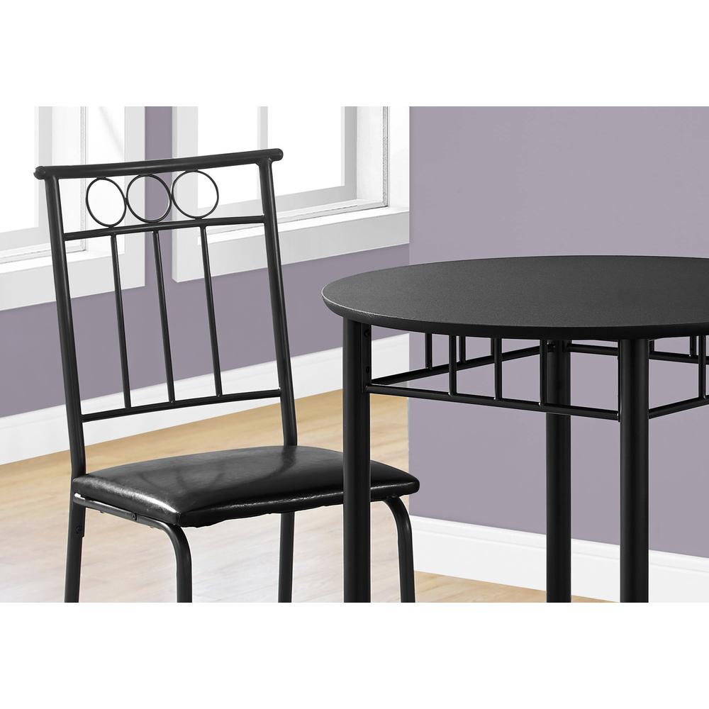Elva - Dining Table Set 3pcs Set Small 30" Round Kitchen Black