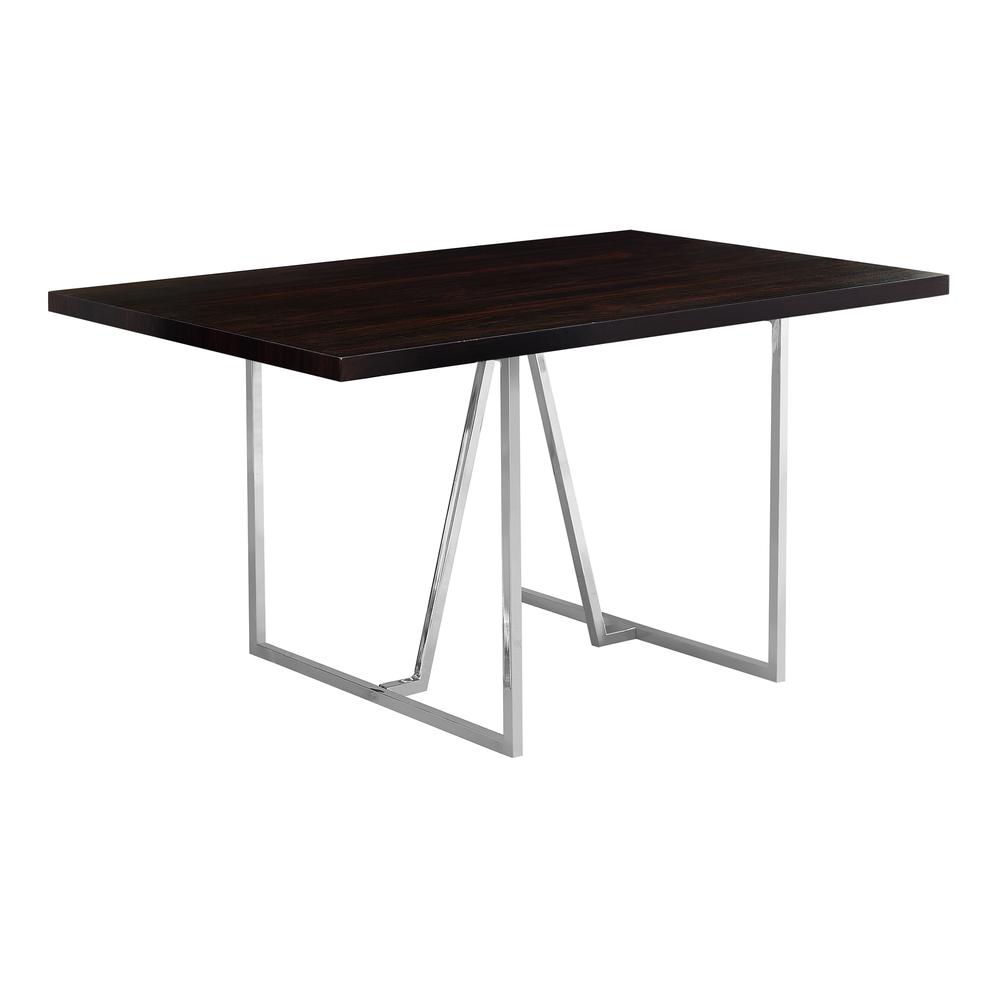 Yance - Dining Table 60" Rectangular Kitchen Dining Room Brown Laminate Chrome