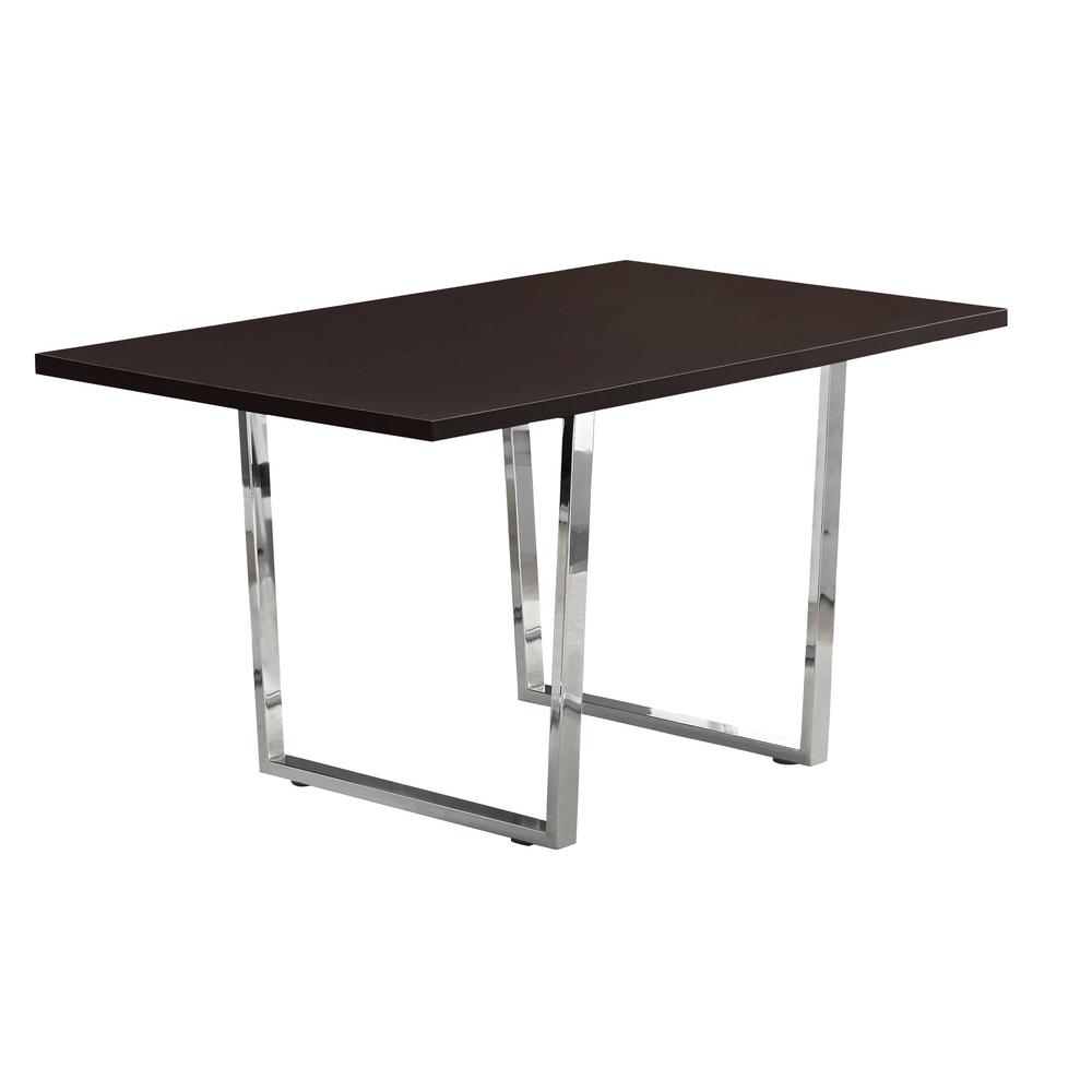 Mckenna - Dining Table 60" Rectangular Kitchen Dining Room Brown Laminate Chrome