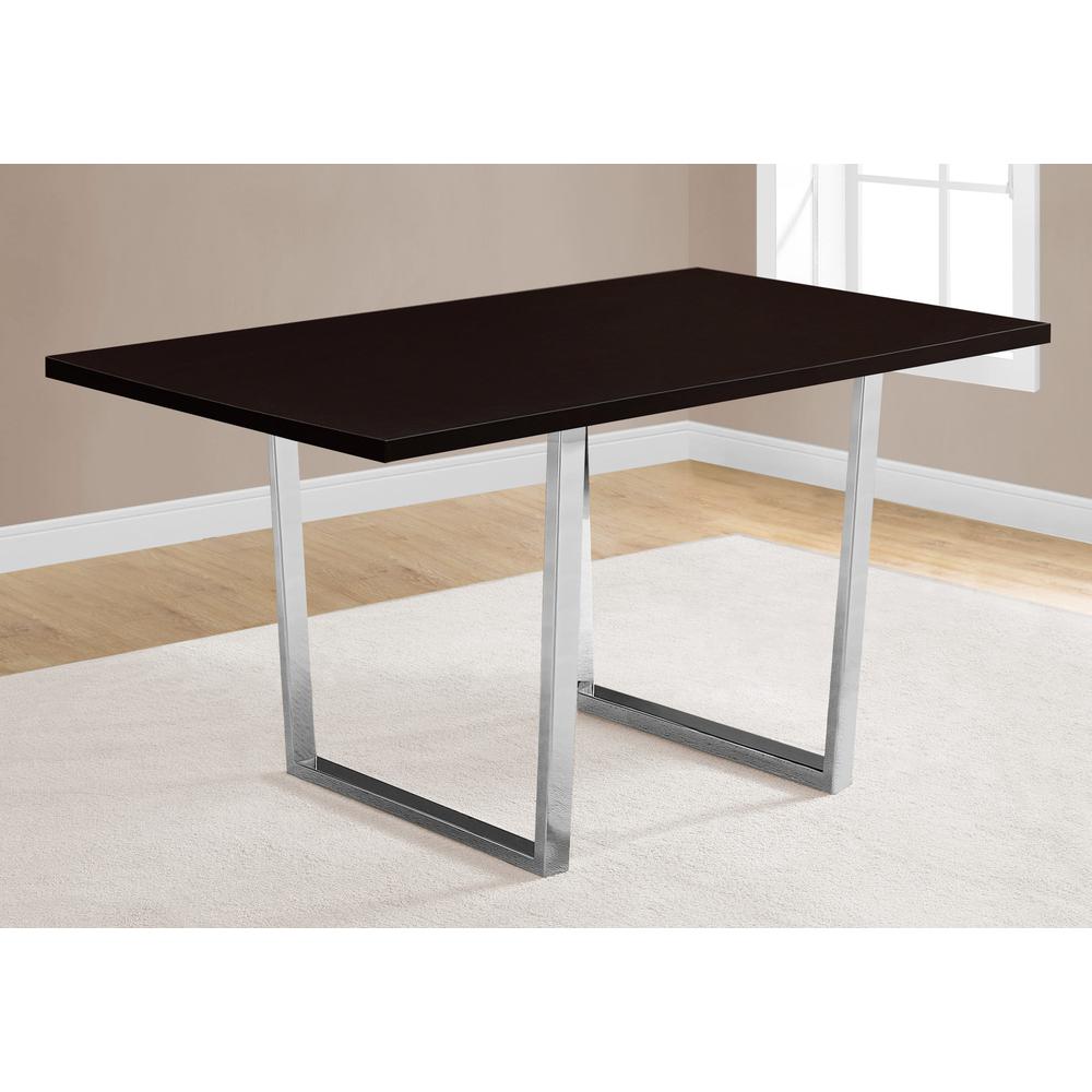 Mckenna - Dining Table 60" Rectangular Kitchen Dining Room Brown Laminate Chrome
