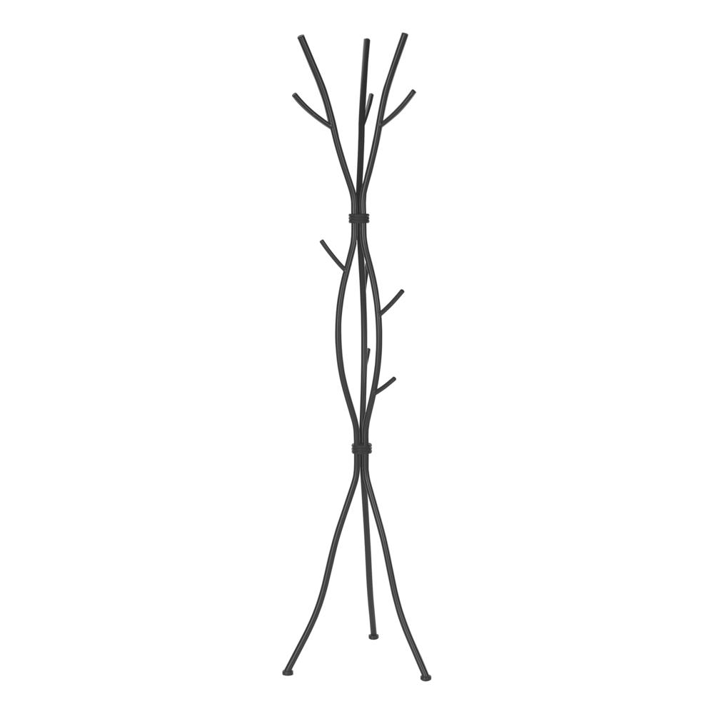 Adell - Coat Rack Hall Tree 11 Hooks Entryway 74"H Bedroom Black