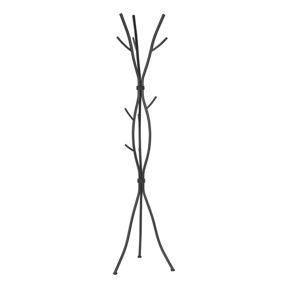 Adell - Coat Rack Hall Tree 11 Hooks Entryway 74"H Bedroom Black