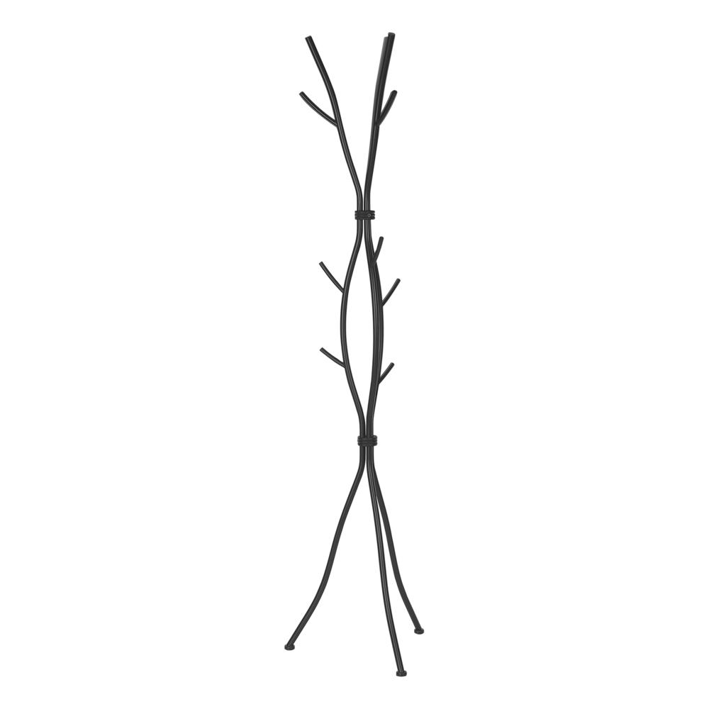 Adell - Coat Rack Hall Tree 11 Hooks Entryway 74"H Bedroom Black