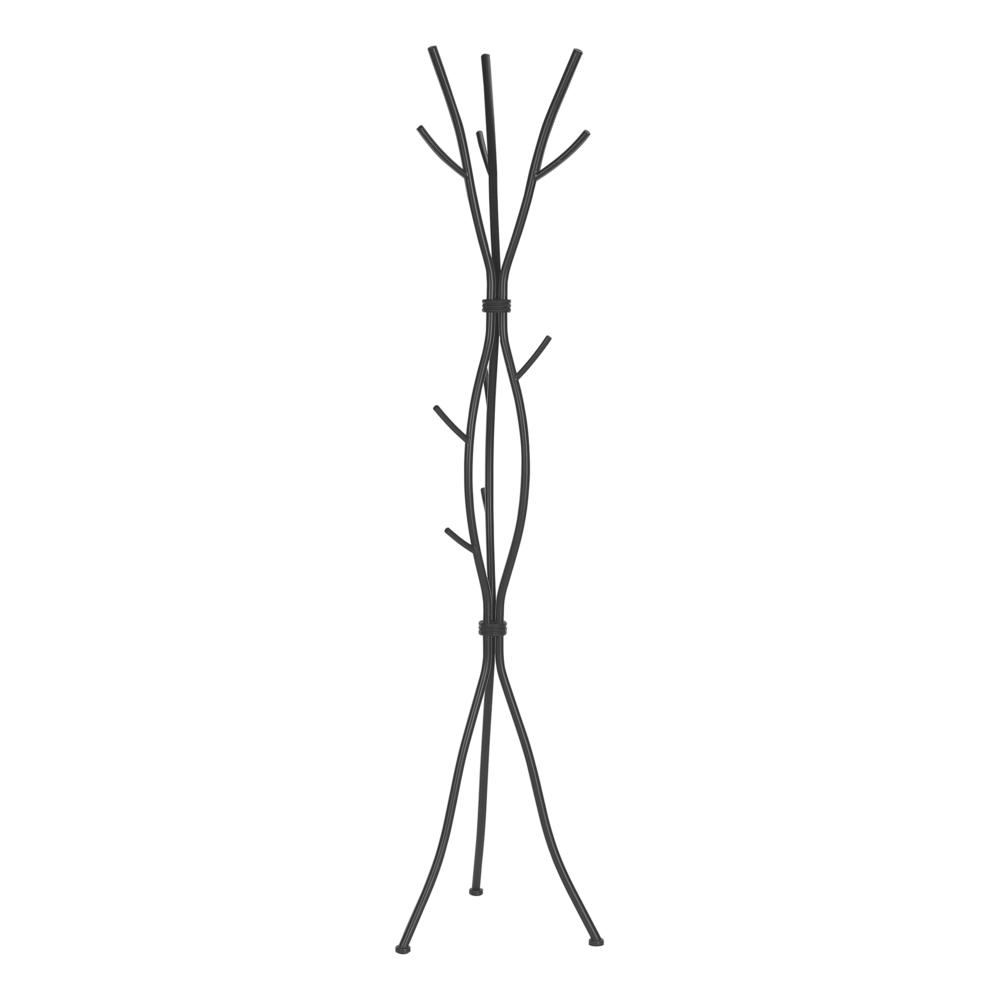 Adell - Coat Rack Hall Tree 11 Hooks Entryway 74"H Bedroom Black