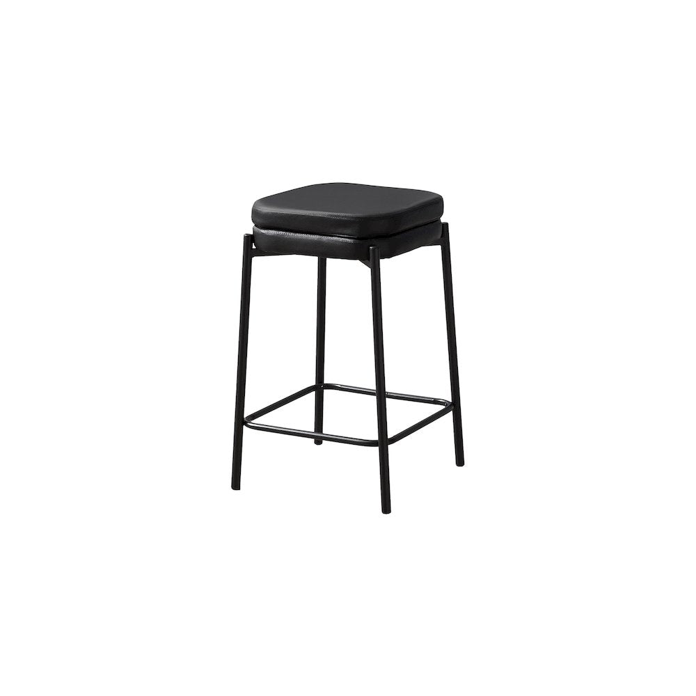 Arely - Barstool Counter Height Set Of 2 Kitchen Black Leather Look