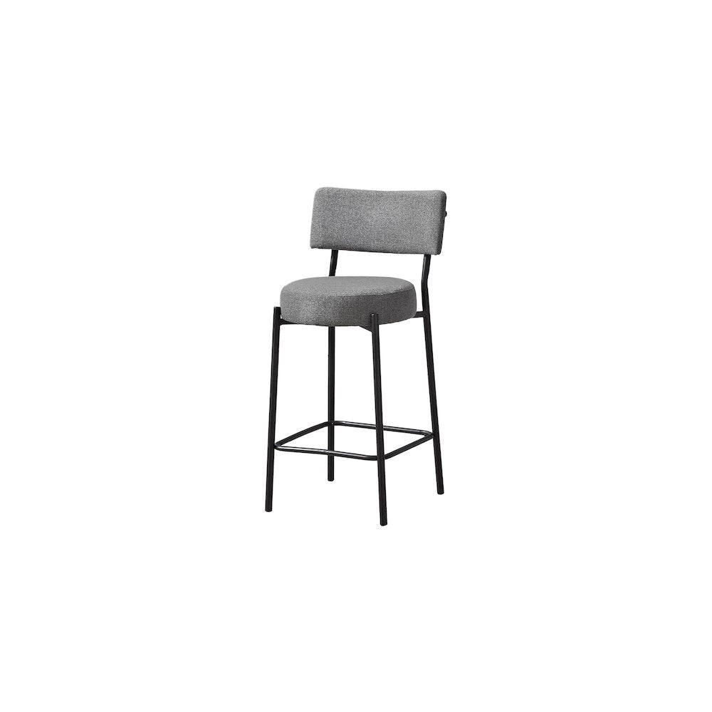 Bori - Barstool Counter Height Set Of 2 Kitchen Grey Fabric Black