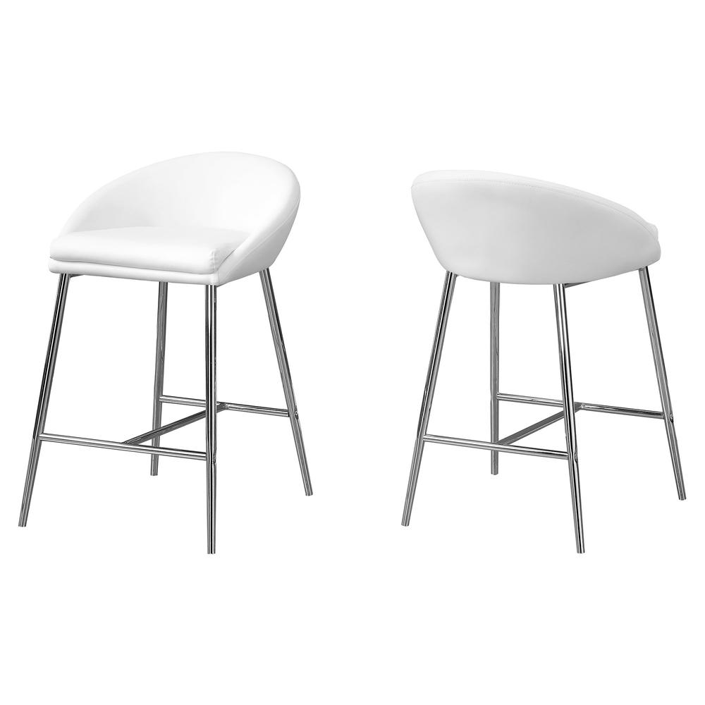 Accent - Bar Stool Set Of 2 Counter Height Kitchen Chrome Metal