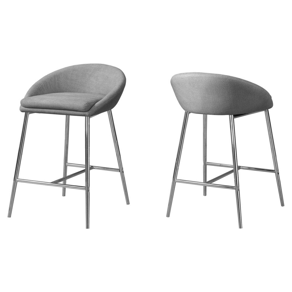Thurston - Bar Stool Set Of 2 Counter Height Kitchen Chrome Metal