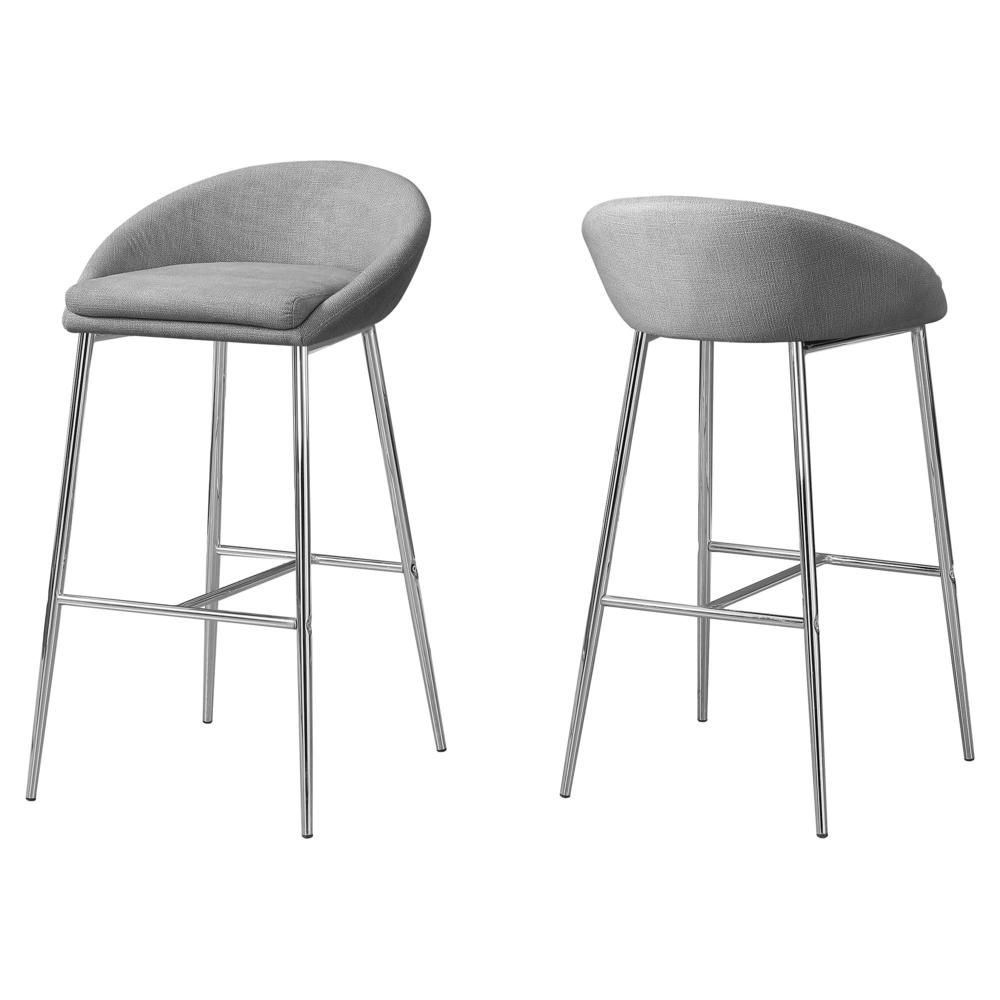 Bean - Bar Stool Set Of 2 Bar Height Chrome Metal Grey