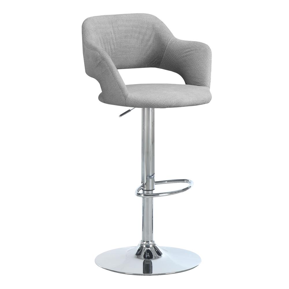 Cairo - Bar Stool Swivel Bar Height Adjustable Chrome Metal Grey Fabric