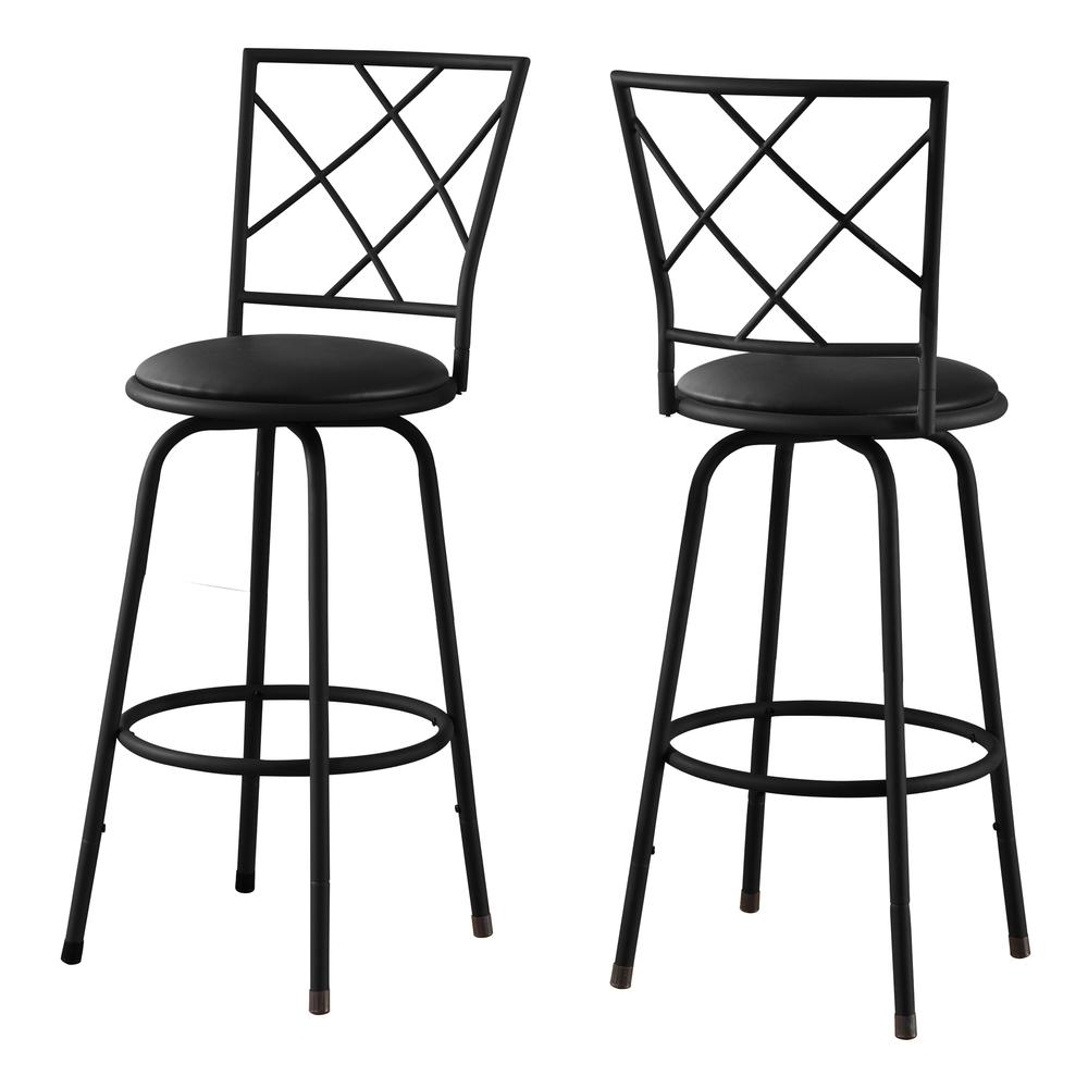 Karima - Bar Stool Set Of 2 Swivel Bar Height Black Metal