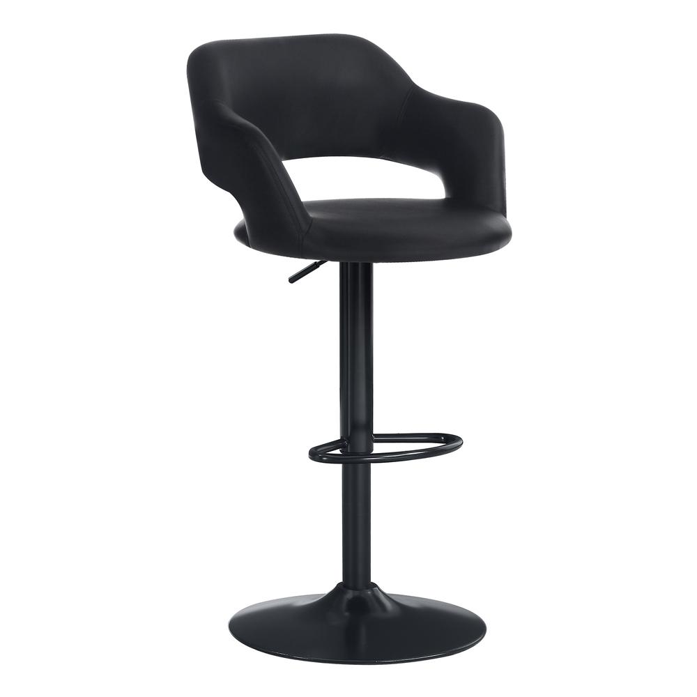 Paul - Bar Stool Swivel Bar Height Adjustable Black Metal Leather Look