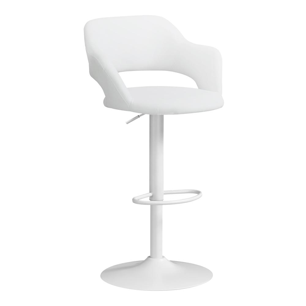 Jevin - Bar Stool Swivel Bar Height Adjustable White Metal Leather Look
