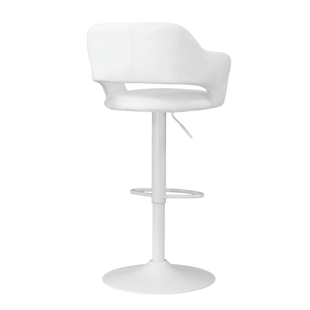Jevin - Bar Stool Swivel Bar Height Adjustable White Metal Leather Look