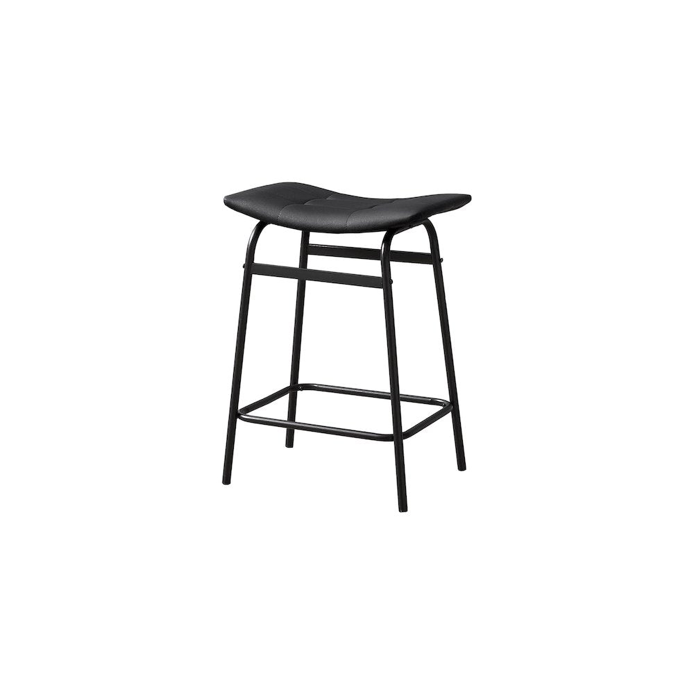 Elijah - Barstool Counter Height Set Of 2 Kitchen Black Leather Look
