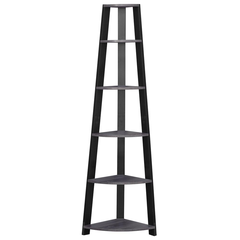 Nivernais - Bookshelf Bookcase Etagere Corner 5 Tier 72"H Office Bedroom Grey