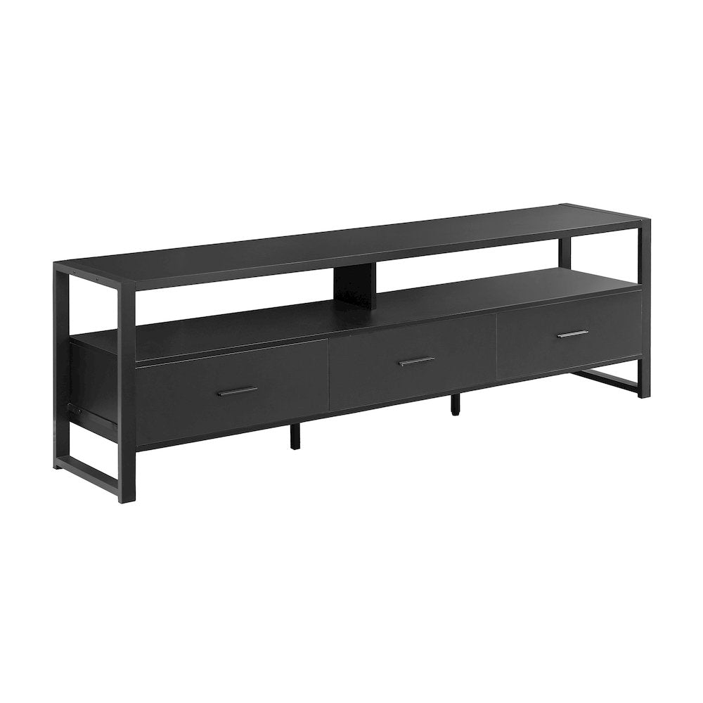 Zentra - Tv Stand 72 Inch Media Entertainment Center Storage Drawers Black