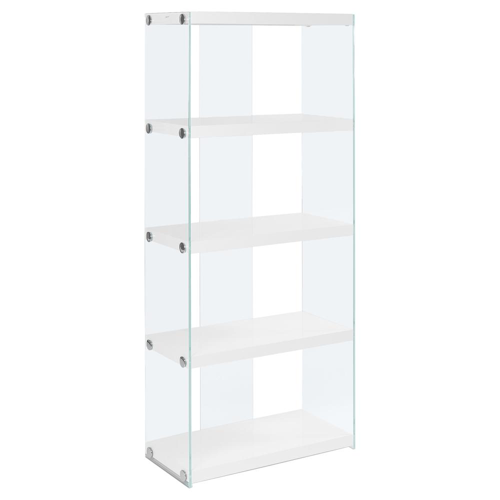 Marquetterie - Bookshelf Bookcase Etagere 5 Tier 60"H Office Bedroom Glossy White