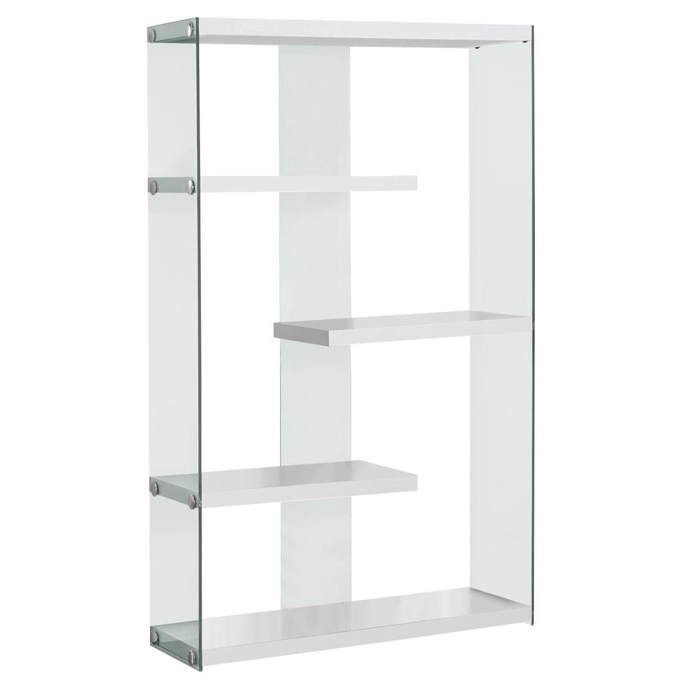 Cadencia - Bookshelf Bookcase Etagere 5 Tier 60"H Office Bedroom Glossy White