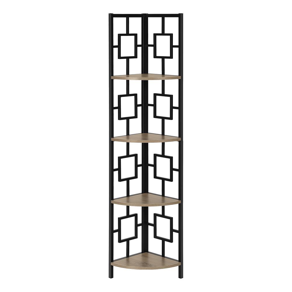 Miren - Bookshelf Bookcase Etagere Corner 4 Tier 62"H Office Bedroom Brown