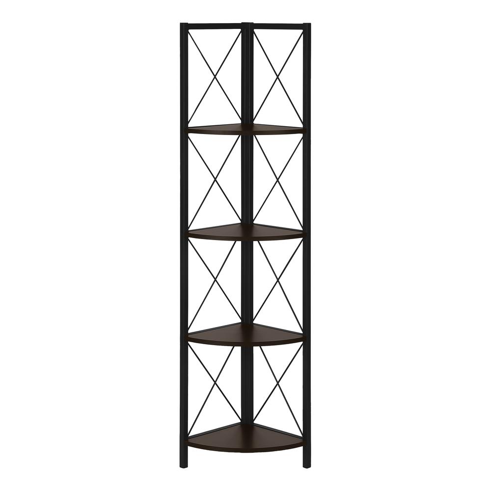 Adra - Bookshelf Bookcase Etagere Corner 4 Tier 60"H Office Bedroom Brown