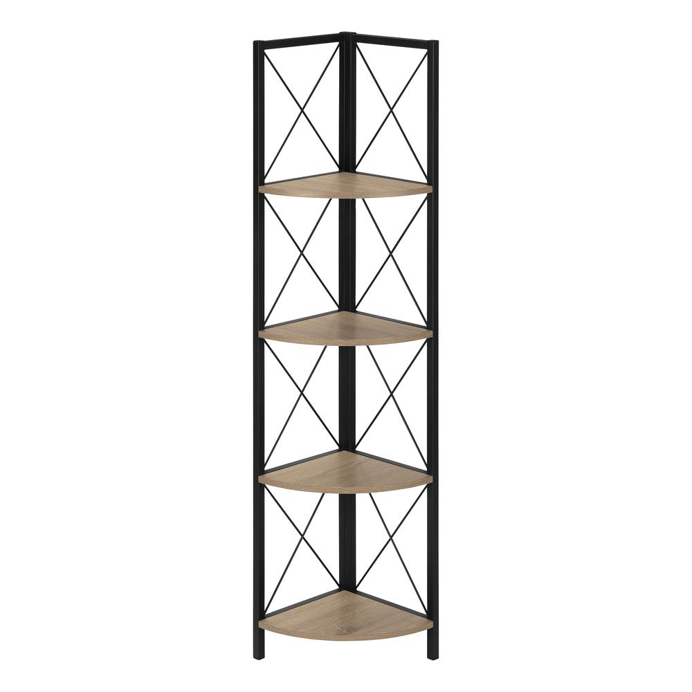 Apollonia - Bookshelf Bookcase Etagere Corner 4 Tier 60"H Office Bedroom Brown