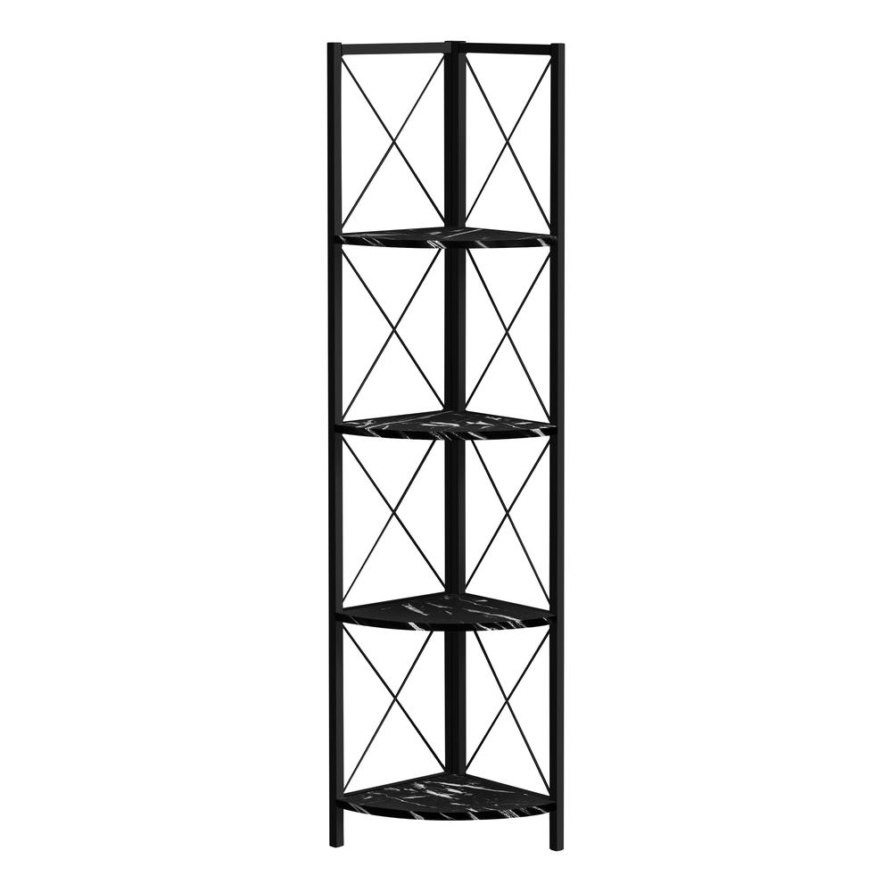 Gauthier - Bookshelf Bookcase Etagere Corner 4 Tier 60"H Office Bedroom Black
