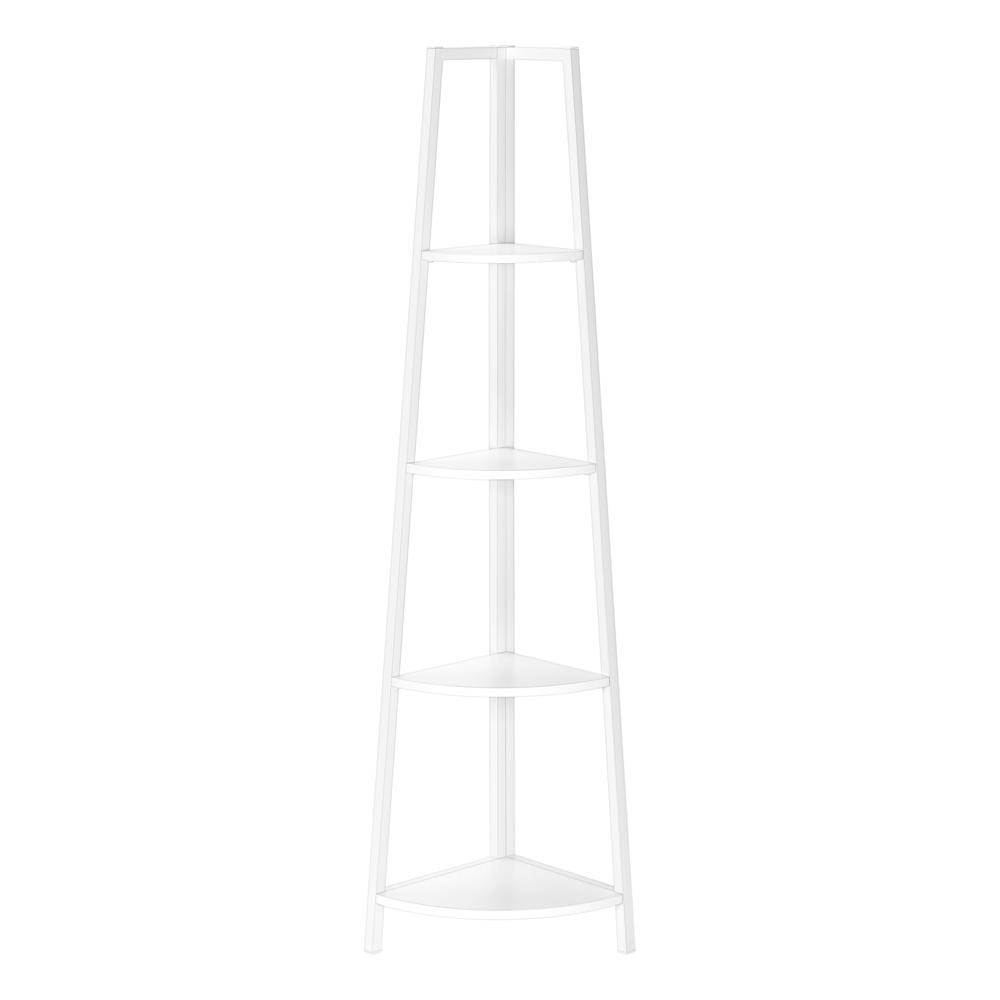 Packer - Bookshelf Bookcase Etagere Corner 4 Tier 60"H Office Bedroom White
