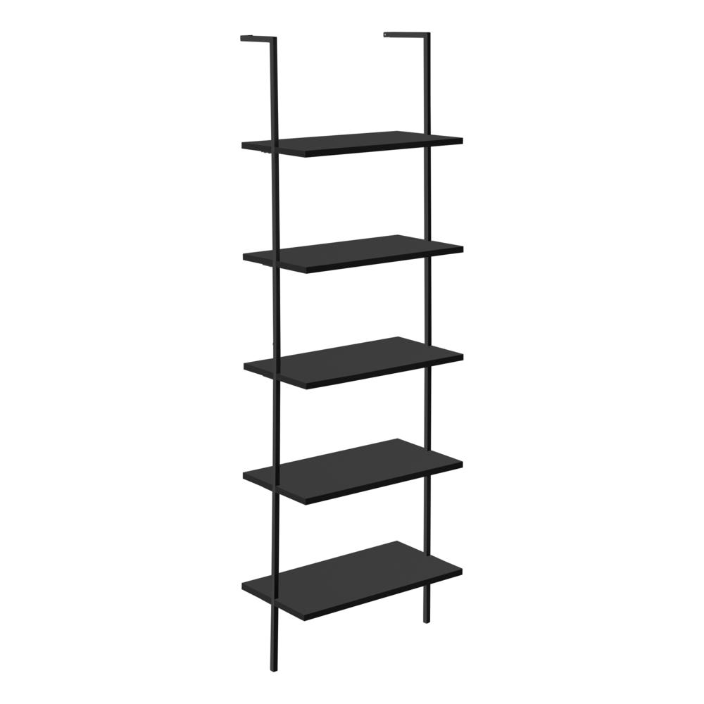 Davet - Bookshelf Bookcase Etagere Ladder 5 Tier 72"H Office Bedroom Black