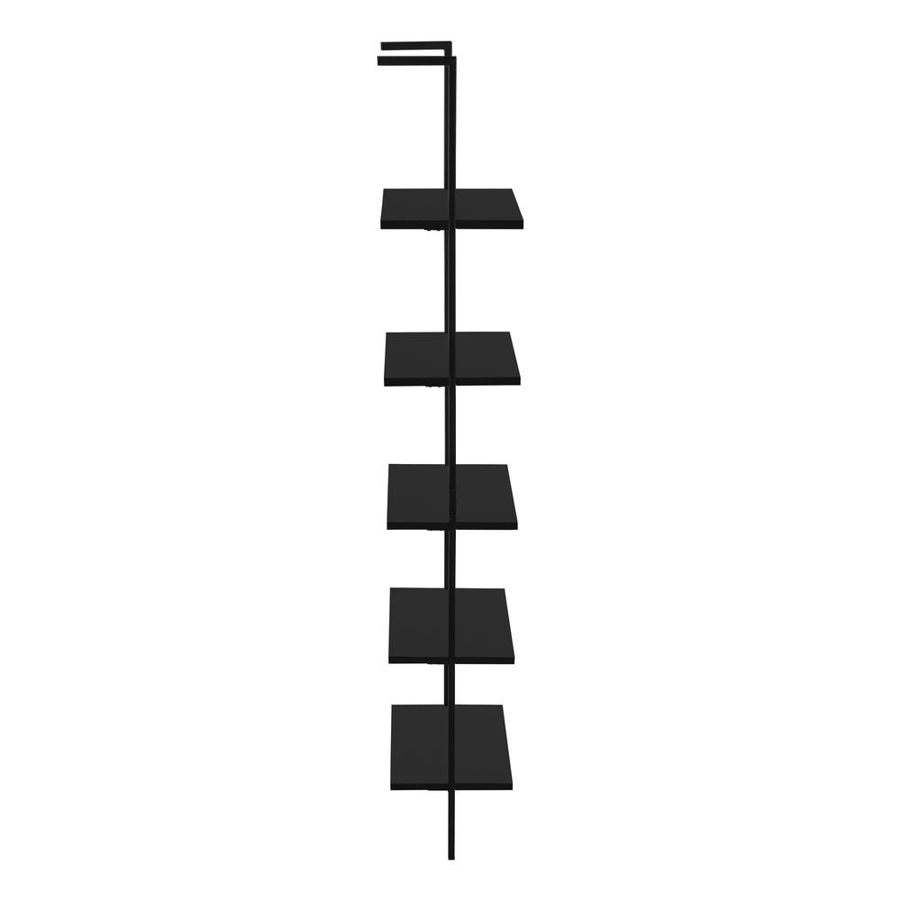 Davet - Bookshelf Bookcase Etagere Ladder 5 Tier 72"H Office Bedroom Black