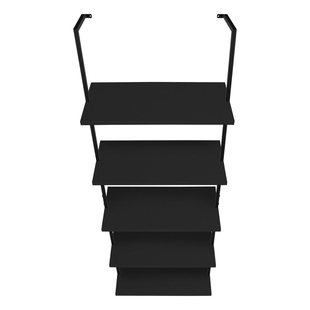 Davet - Bookshelf Bookcase Etagere Ladder 5 Tier 72"H Office Bedroom Black