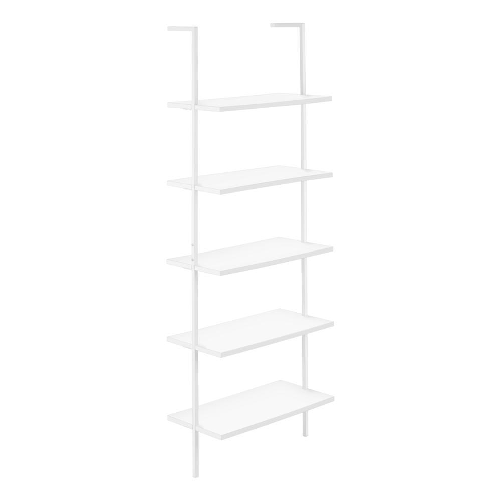 Tomasso - Bookshelf Bookcase Etagere Ladder 5 Tier 72"H Office Bedroom White