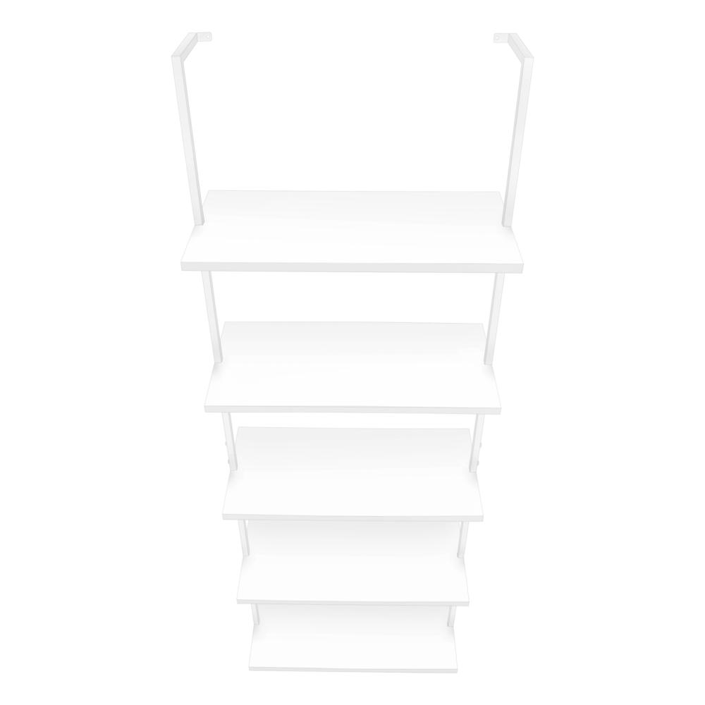 Tomasso - Bookshelf Bookcase Etagere Ladder 5 Tier 72"H Office Bedroom White