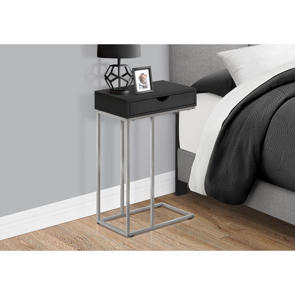 Caron - Accent Table C-shaped End Side Snack Storage Drawer Living Room