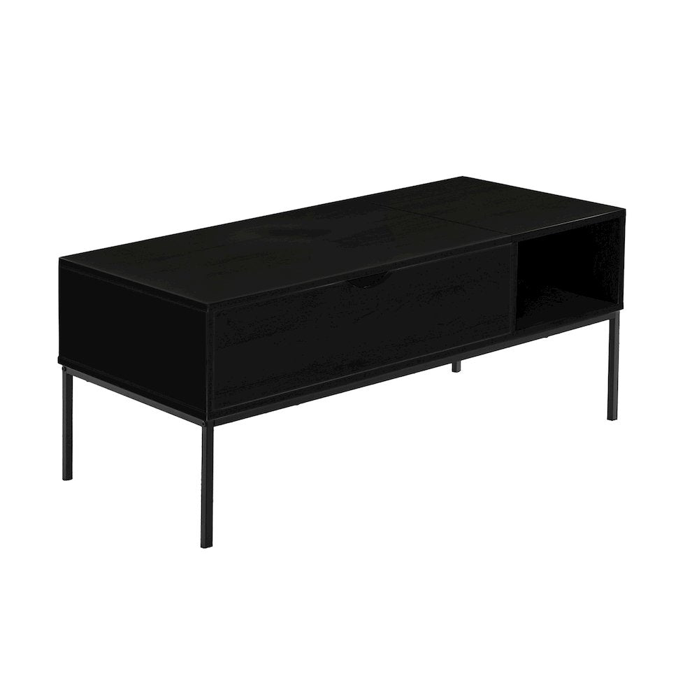 Sante - Coffee Table 42" L Rectangular Cocktail Lift-top Black Laminate Black